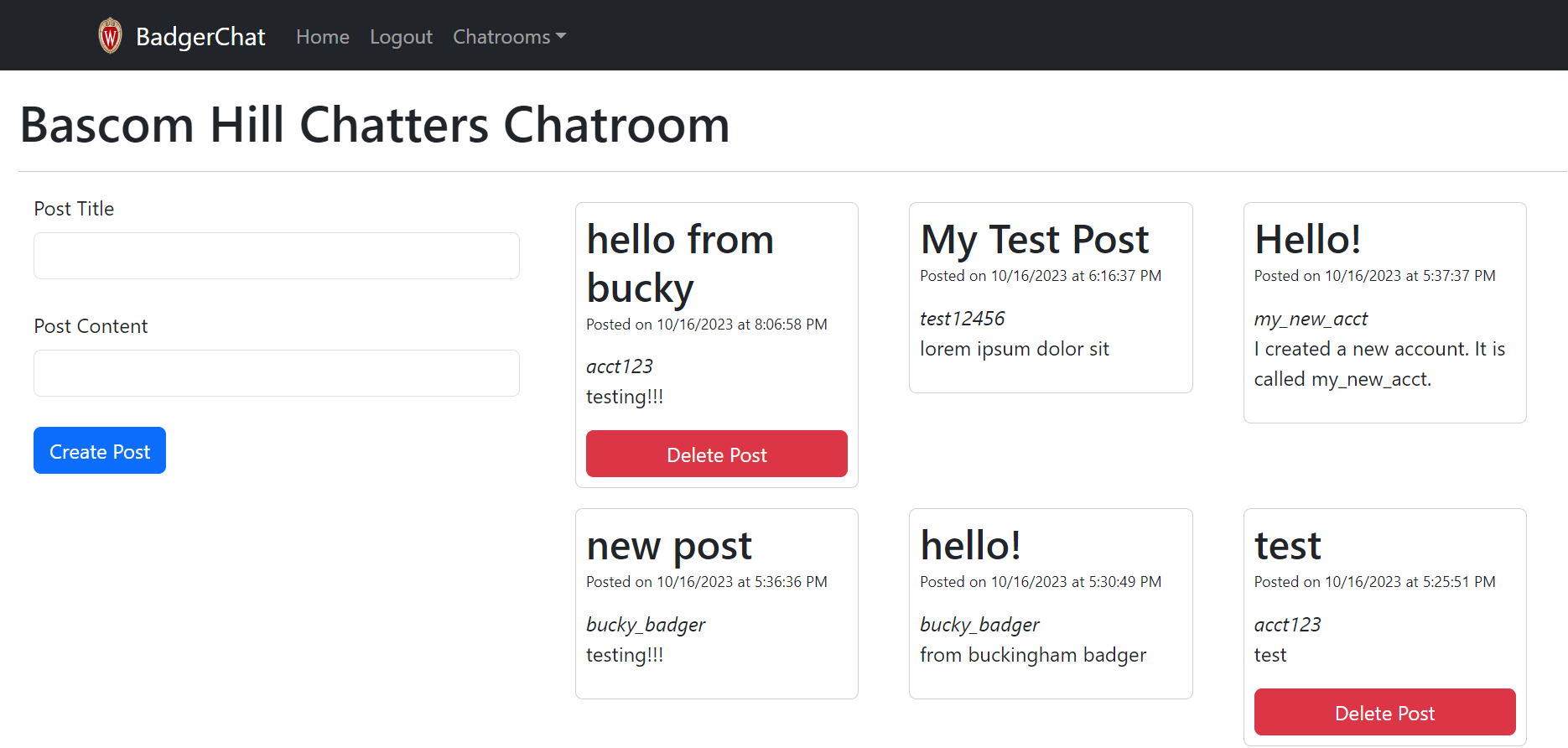 BadgerChat screenshot
