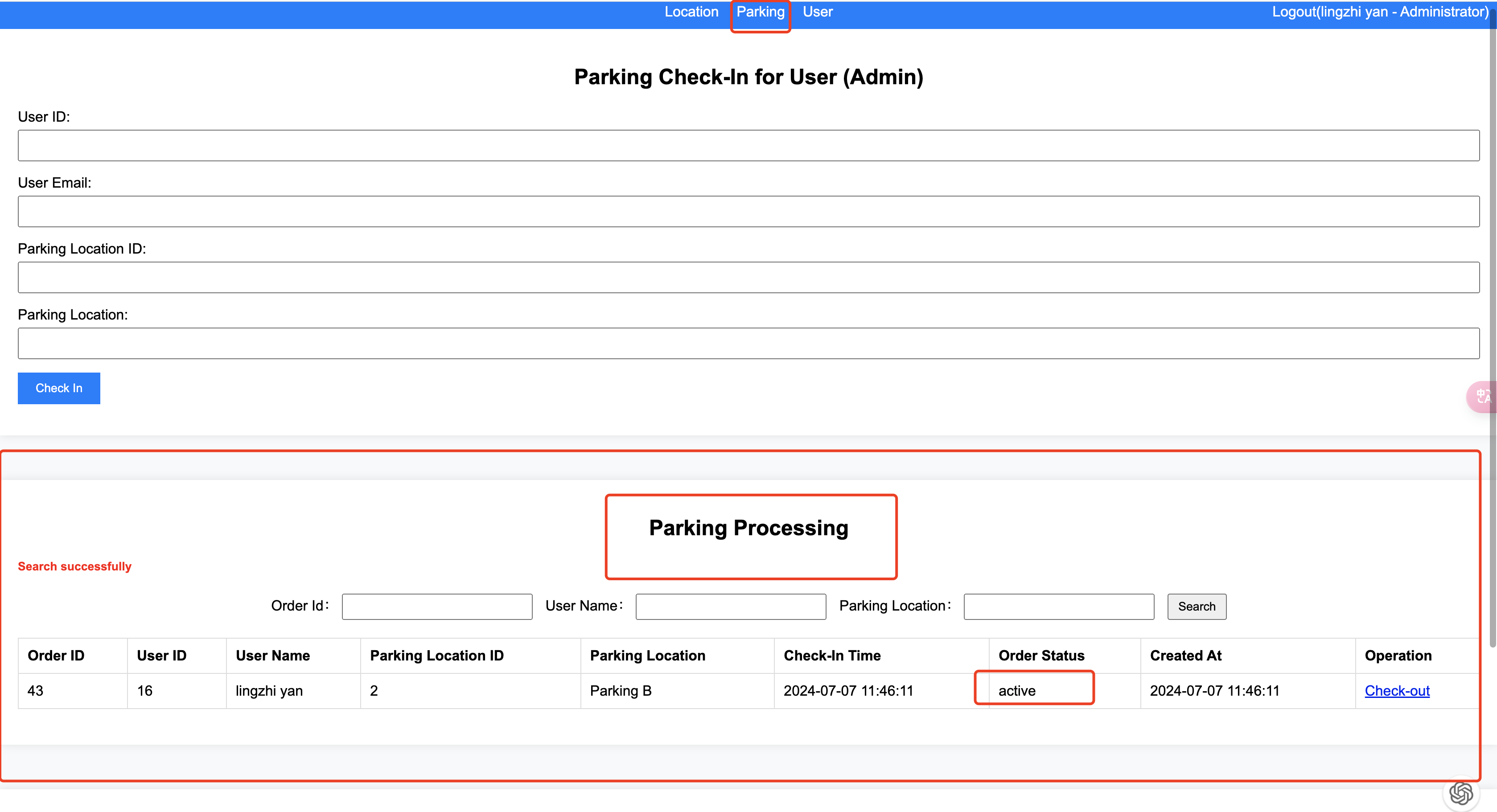 EasyParking Portal screenshot